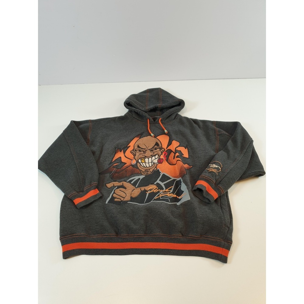 DTEK jeans Hoodie Mens 2XL Gray Graphic Art Pullover Y2K Stitching Streetwear